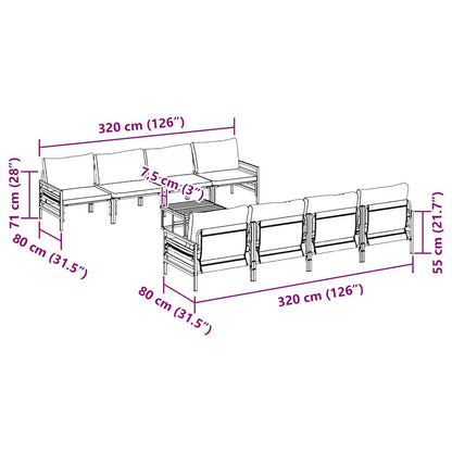 Garden Sofa Set with Cushion 9 pcs Anthracite Steel & Fabric