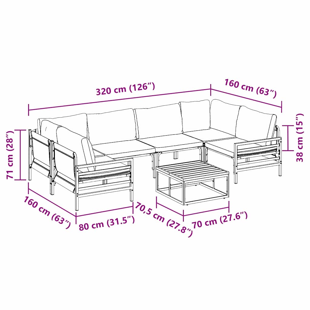 Garden Sofa Set Anthracite Steel