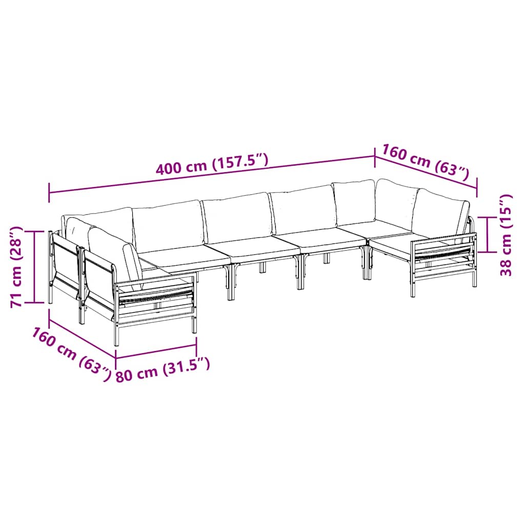 Garden Sofa Set Anthracite Steel