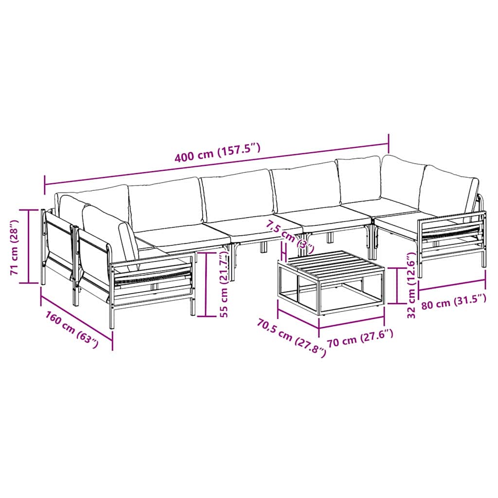 Garden Sofa Set Anthracite Steel
