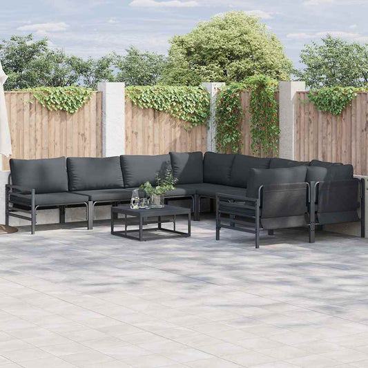 Garden Sofa Set with Cushion 8 pcs Anthracite Steel