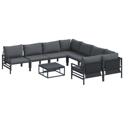 Garden Sofa Set with Cushion 9 pcs Anthracite Steel