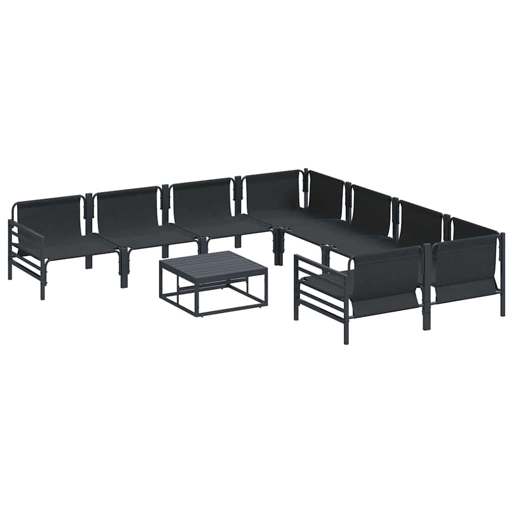 Garden Sofa Set with Cushion 9 pcs Anthracite Steel