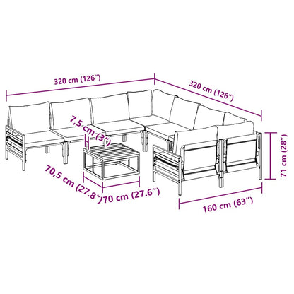 Garden Sofa Set with Cushion 9 pcs Anthracite Steel