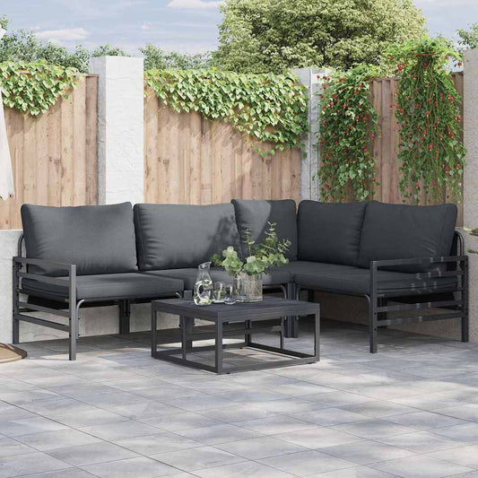 Garden Sofa Set with Cushion 4 pcs Anthracite Steel