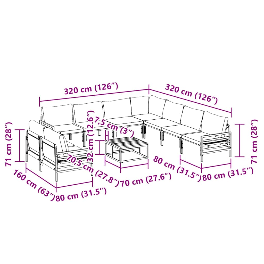 Garden Sofa Set Anthracite Steel