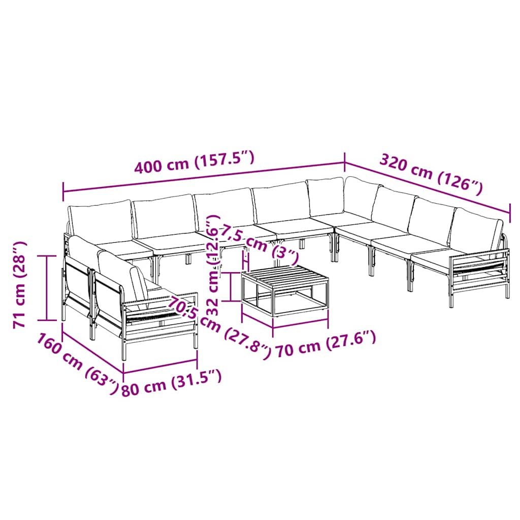Garden Sofa Set Anthracite Steel