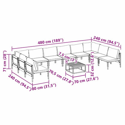 Garden Sofa Set Anthracite Steel