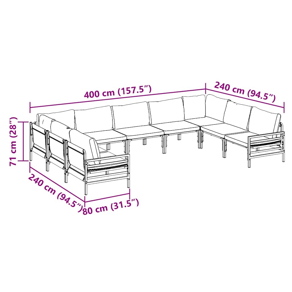 Garden Sofa Set Anthracite Steel