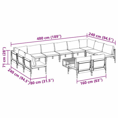Garden Sofa Set Anthracite Steel