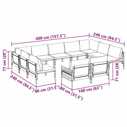 Garden Sofa Set Anthracite Steel