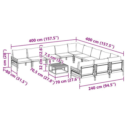 Garden Sofa Set Anthracite Steel