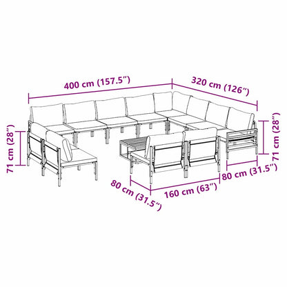 Garden Sofa Set Anthracite Steel