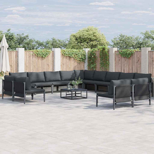 Garden Sofa Set with Cushion Anthracite Steel