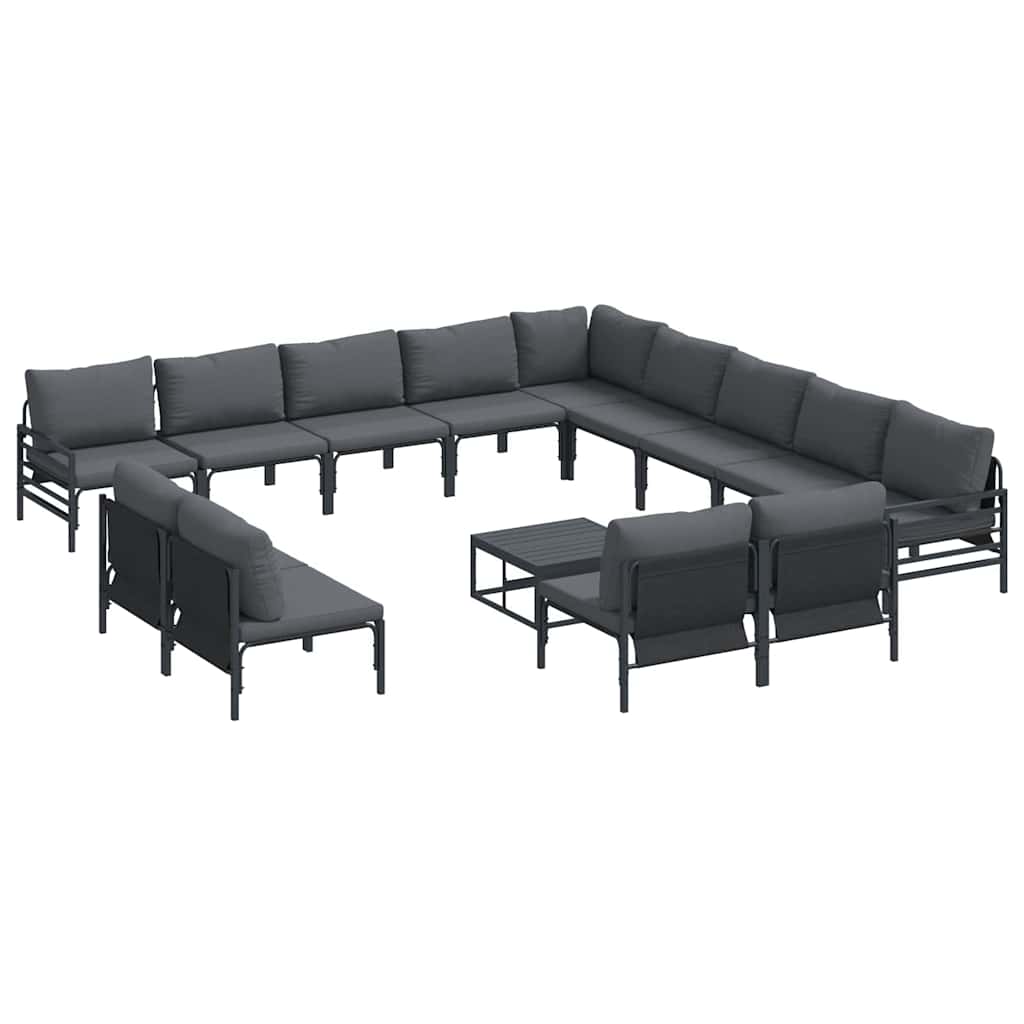 Garden Sofa Set with Cushion Anthracite Steel
