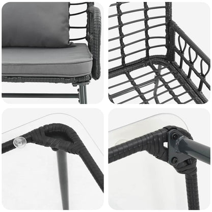 Garden Furniture Set with Cushion 4 pcs Black and Anthracite