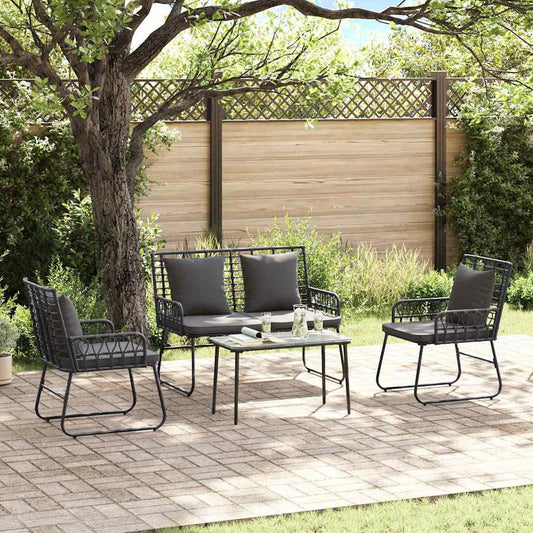 Garden Furniture Set with Cushion 4 pcs Black and Anthracite