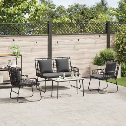 Garden Furniture Set with Cushion 4 pcs Black and Anthracite