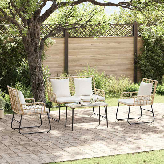 Garden Furniture Set with Cushion 4 pcs Black and Anthracite