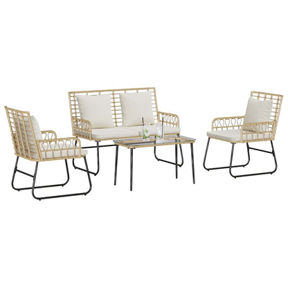 Garden Furniture Set with Cushion 4 pcs Black and Anthracite