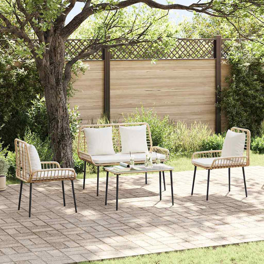 Garden Furniture Set 4 pcs Brown and Black and Cream