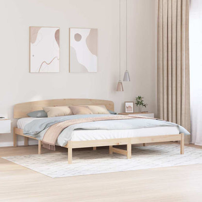 Bed Frame with Headboard Brown 200 x 200 cm Solid Pine wood