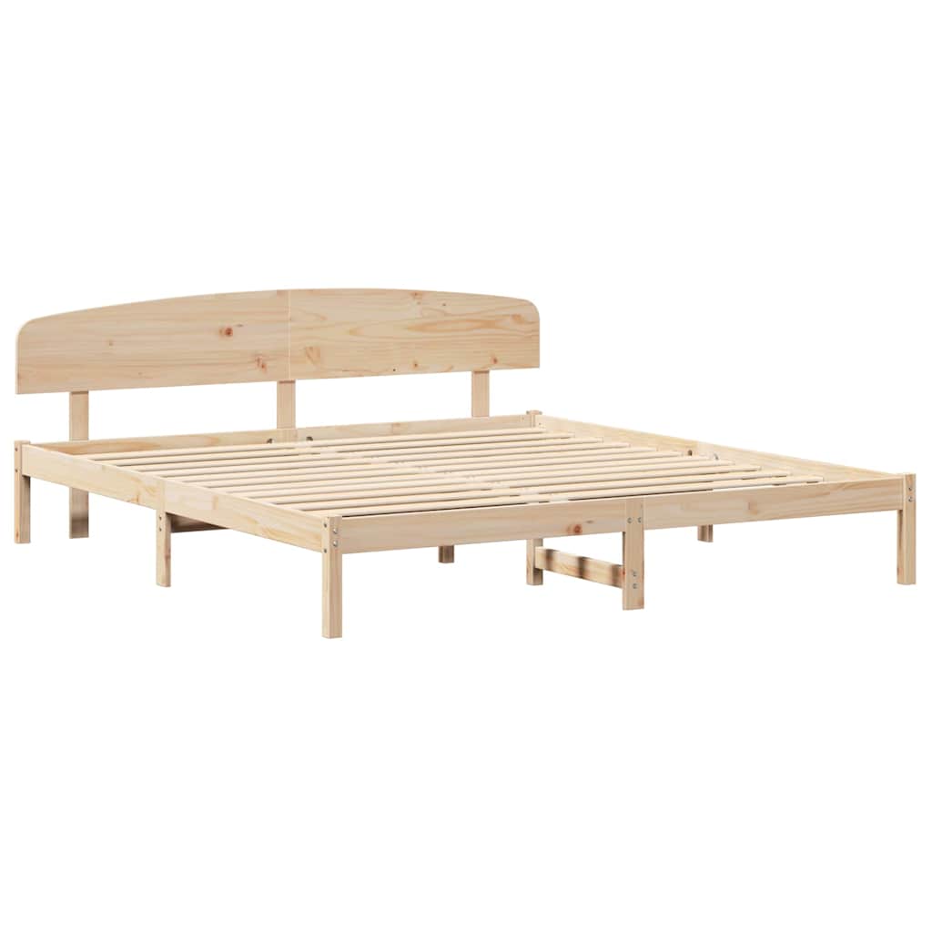 Bed Frame with Headboard Brown 200 x 200 cm Solid Pine wood