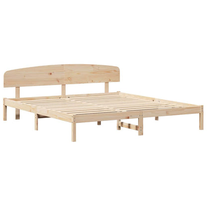 Bed Frame with Headboard Brown 200 x 200 cm Solid Pine wood