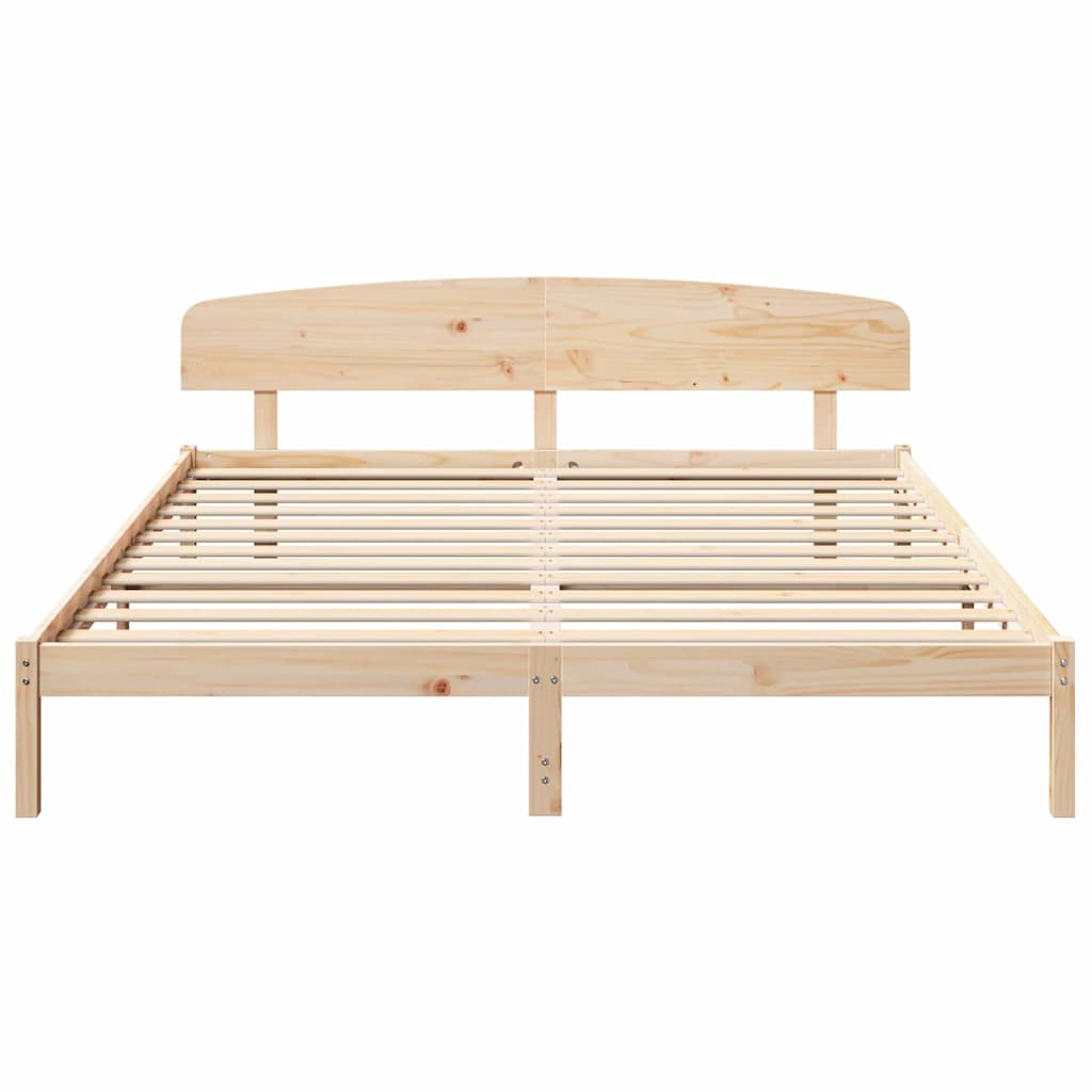 Bed Frame with Headboard Brown 200 x 200 cm Solid Pine wood