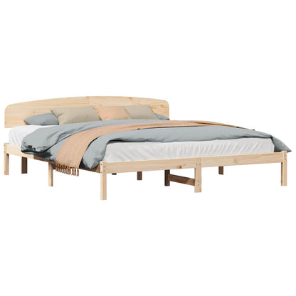 Bed Frame with Headboard Brown 200 x 200 cm Solid Pine wood