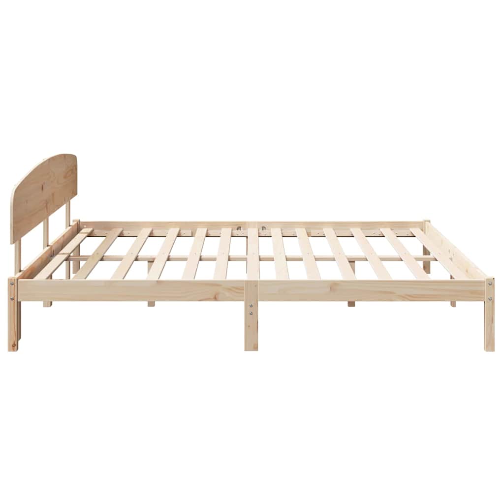 Bed Frame with Headboard Brown 200 x 200 cm Solid Pine wood