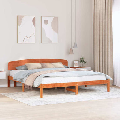 Bed Frame with Headboard Brown 200 x 200 cm Solid Pine wood