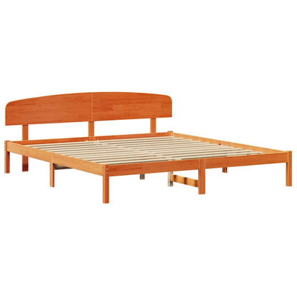 Bed Frame with Headboard Brown 200 x 200 cm Solid Pine wood