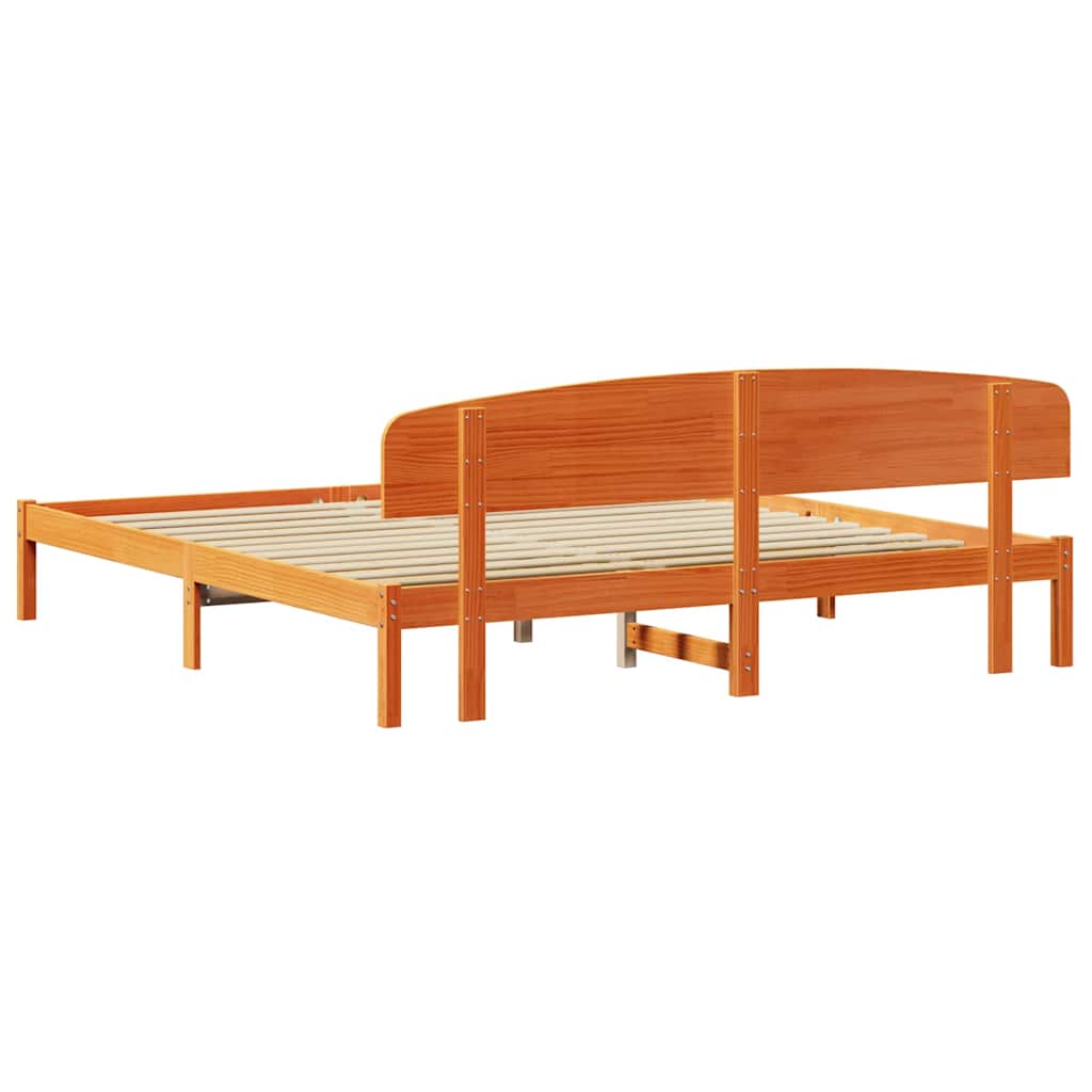 Bed Frame with Headboard Brown 200 x 200 cm Solid Pine wood