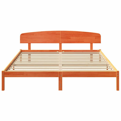 Bed Frame with Headboard Brown 200 x 200 cm Solid Pine wood