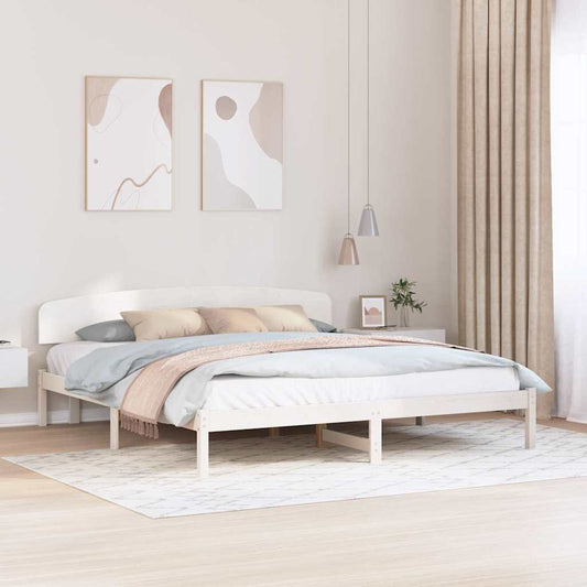 Bed Frame with Headboard White 180 x 200 cm Solid Pine wood