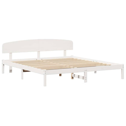 Bed Frame with Headboard White 180 x 200 cm Solid Pine wood