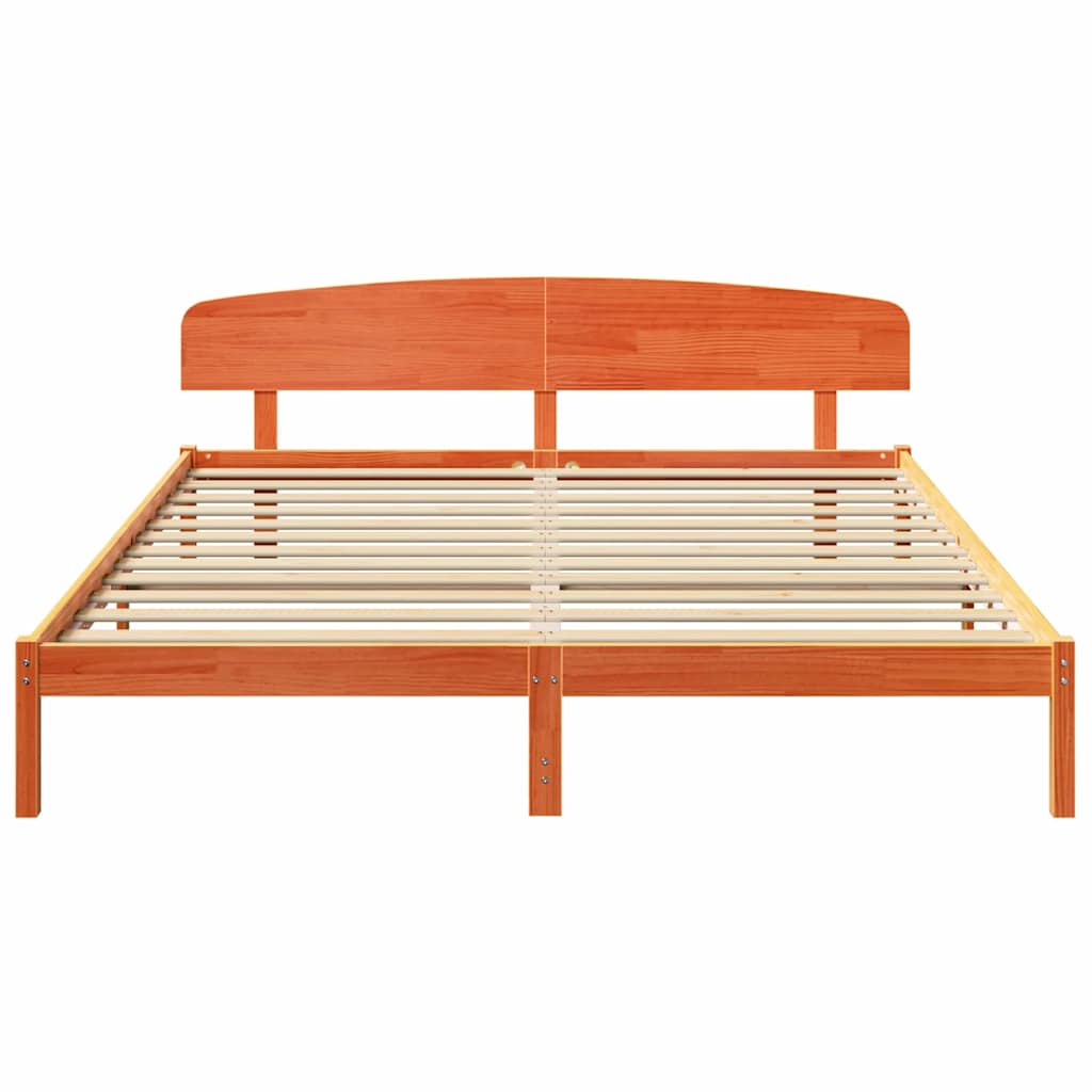 Bed Frame with Headboard Brown 180 x 200 cm Solid Pine wood