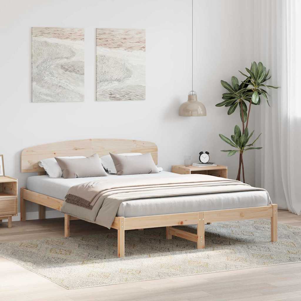Bed Frame with Headboard Brown 160 x 200 cm Solid Pine wood