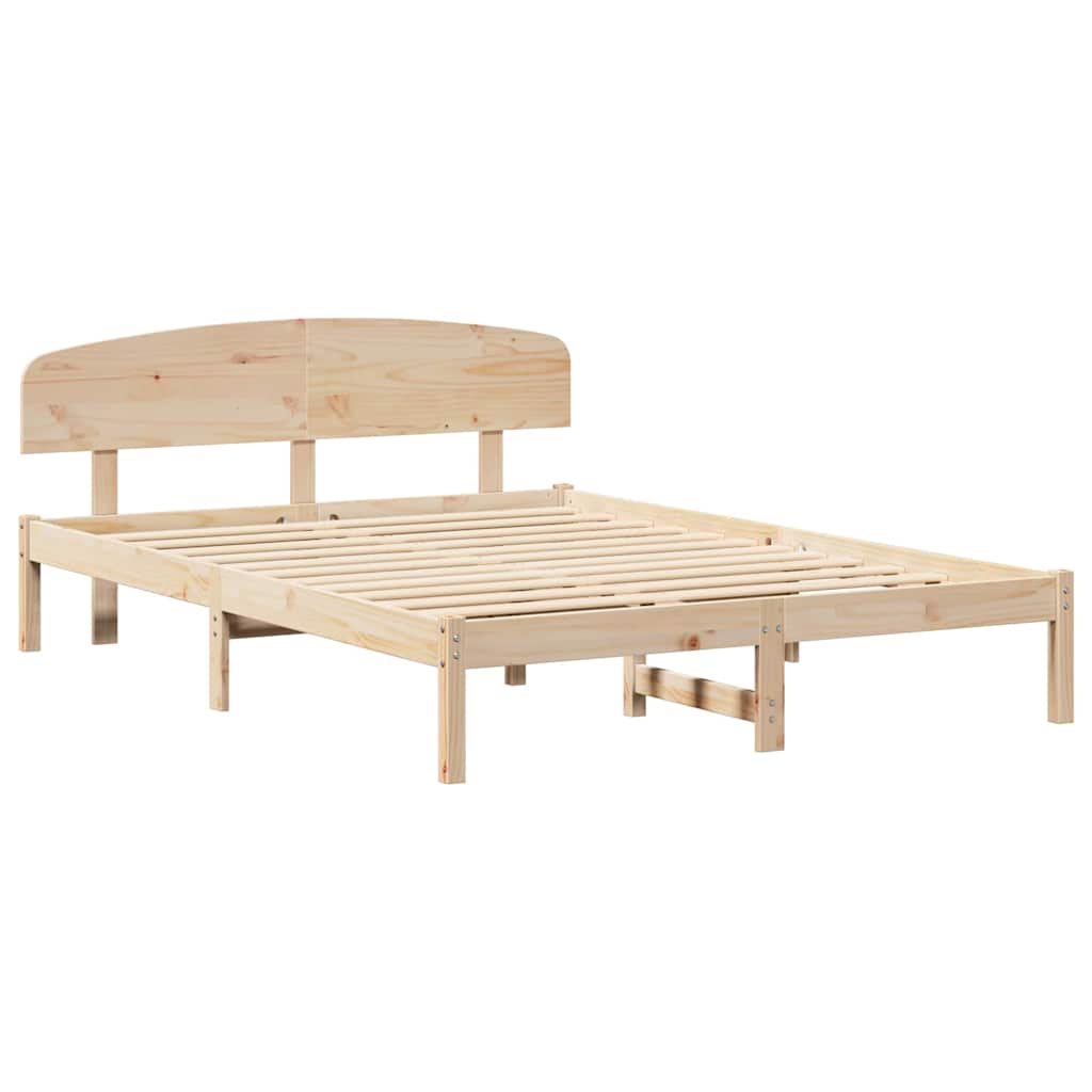 Bed Frame with Headboard Brown 160 x 200 cm Solid Pine wood
