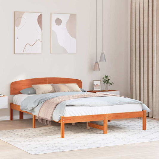 Bed Frame with Headboard Brown 160 x 200 cm Solid Pine wood