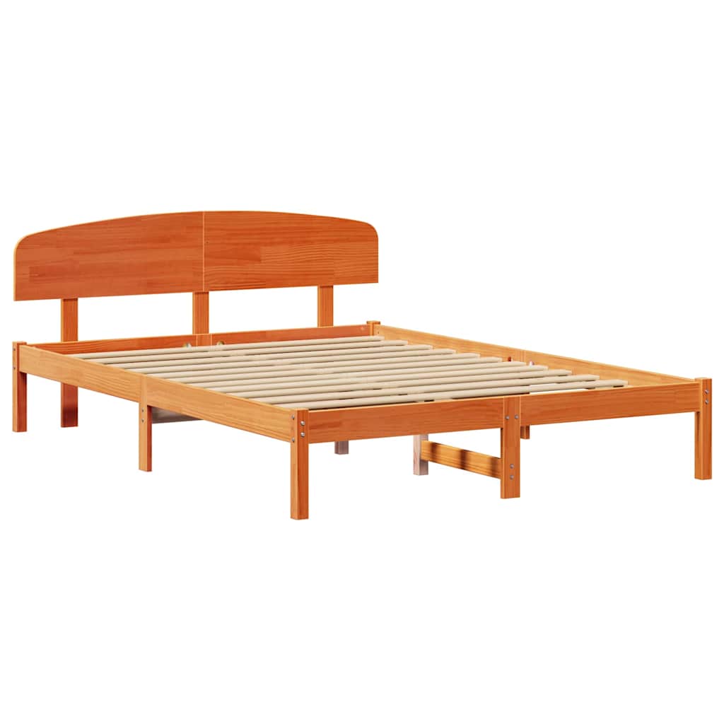 Bed Frame with Headboard Brown 160 x 200 cm Solid Pine wood