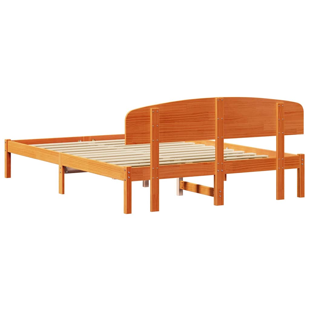 Bed Frame with Headboard Brown 150 x 200 cm Solid Pine wood