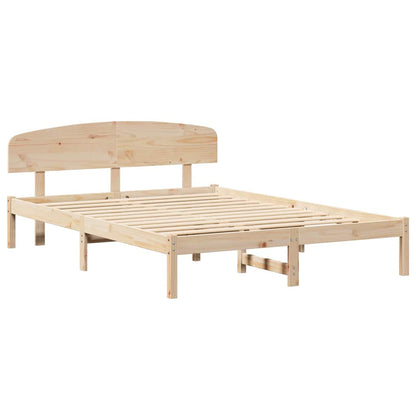 Bed Frame with Headboard Brown 140 x 200 cm Solid Pine wood