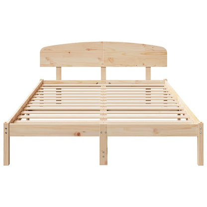 Bed Frame with Headboard Brown 140 x 200 cm Solid Pine wood