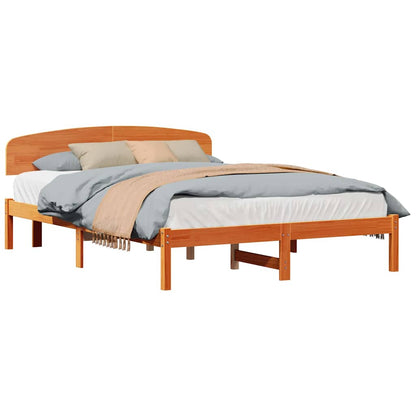 Bed Frame with Headboard Brown 140 x 200 cm Solid Pine wood