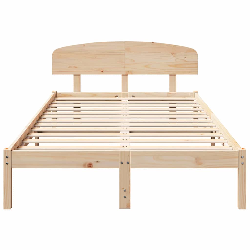 Bed Frame with Headboard Brown 140 x 190 cm Solid Pine wood