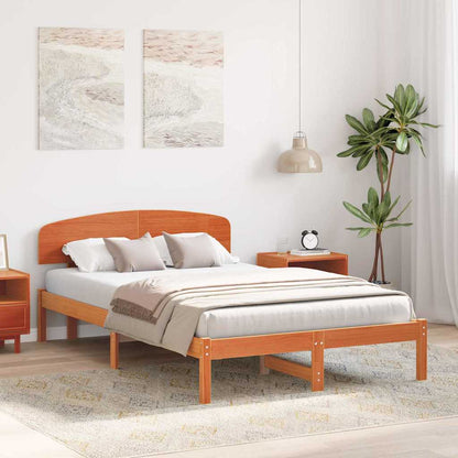 Bed Frame with Headboard Brown 140 x 190 cm Solid Pine wood