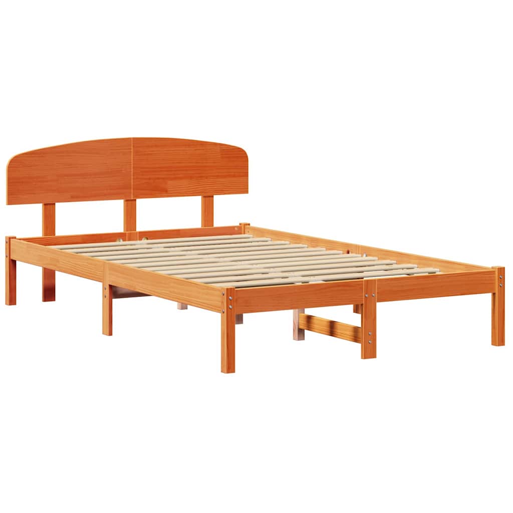 Bed Frame with Headboard Brown 140 x 190 cm Solid Pine wood