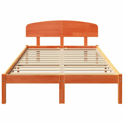 Bed Frame with Headboard Brown 140 x 190 cm Solid Pine wood